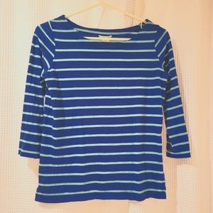 Club Monaco knit, breton stripe, split hem summer t-shirt